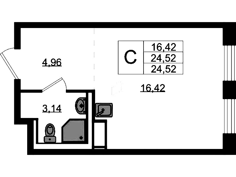 Квартира студия 24.52 м², 3/12 эт., ЖК «Новые Лаврики»